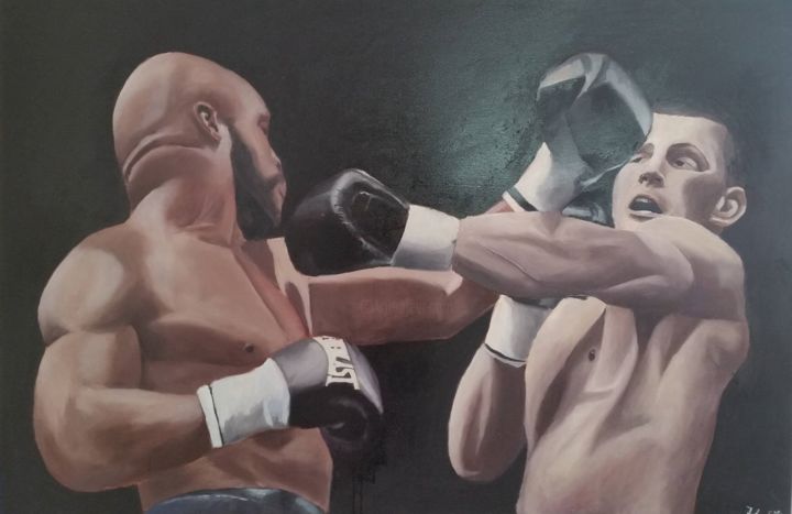 Peinture intitulée "boxe" par Pedro Silva, Œuvre d'art originale, Huile