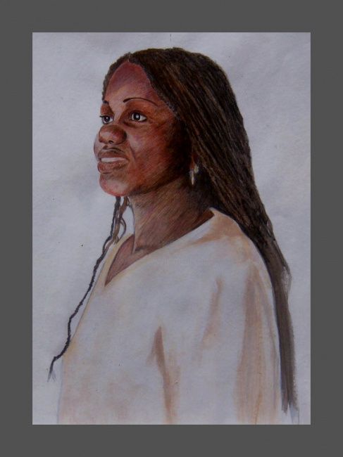 Pintura intitulada "Retrato de una negra" por Pedro De La Montaña, Obras de arte originais