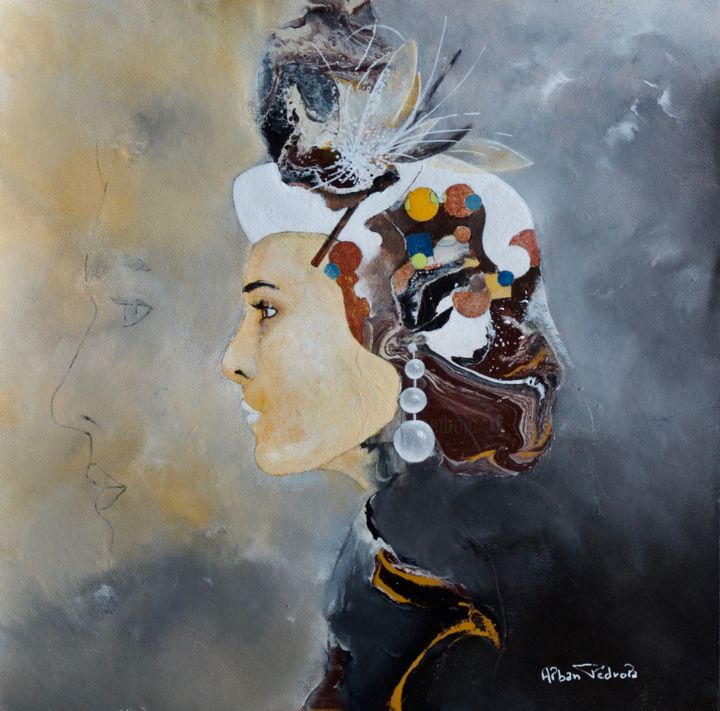 Painting titled "Éloge de la Femme L…" by Pedrola Alban, Original Artwork, Acrylic Mounted on Cardboard