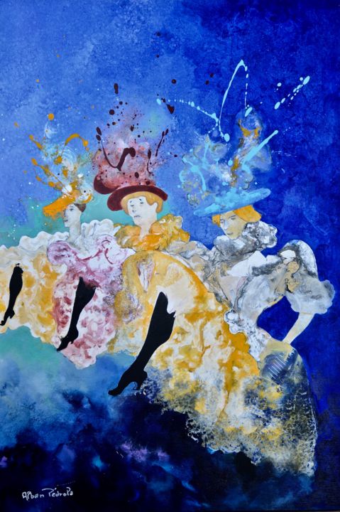 Pintura titulada "Les Lumières Bleues…" por Pedrola Alban, Obra de arte original, Acrílico Montado en Bastidor de camilla de…
