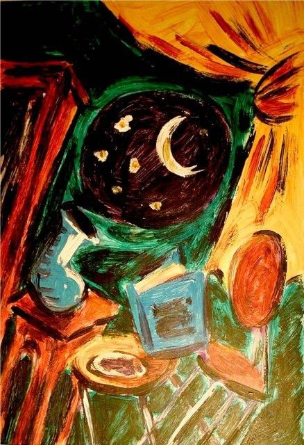 Dibujo titulada "a la luna" por Pedrolobo & Dorothy, Obra de arte original