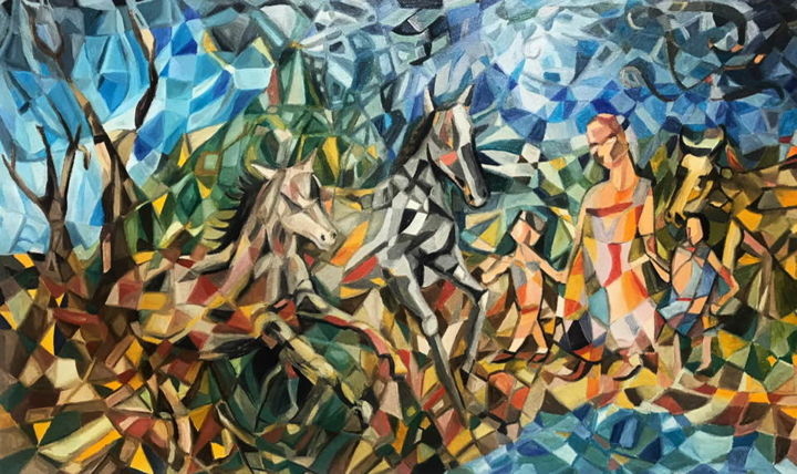 Schilderij getiteld "bosque" door Pedro Tchen, Origineel Kunstwerk, Olie