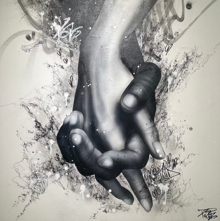 Peinture intitulée "United love" par Pegaz, Œuvre d'art originale, Acrylique