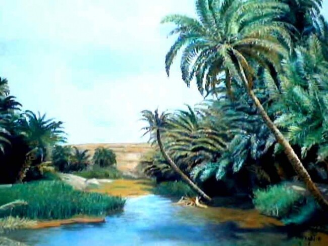 Painting titled "Oasis" by Peintrecherabi, Original Artwork
