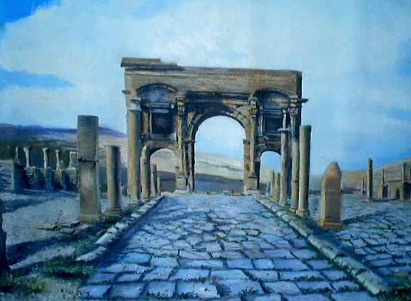 Painting titled "timgad" by Peintrecherabi, Original Artwork