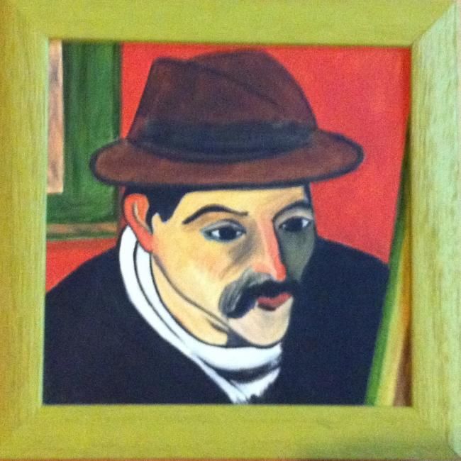 Painting titled "Portrait d'Utrillo" by Michèle Monnet, Original Artwork