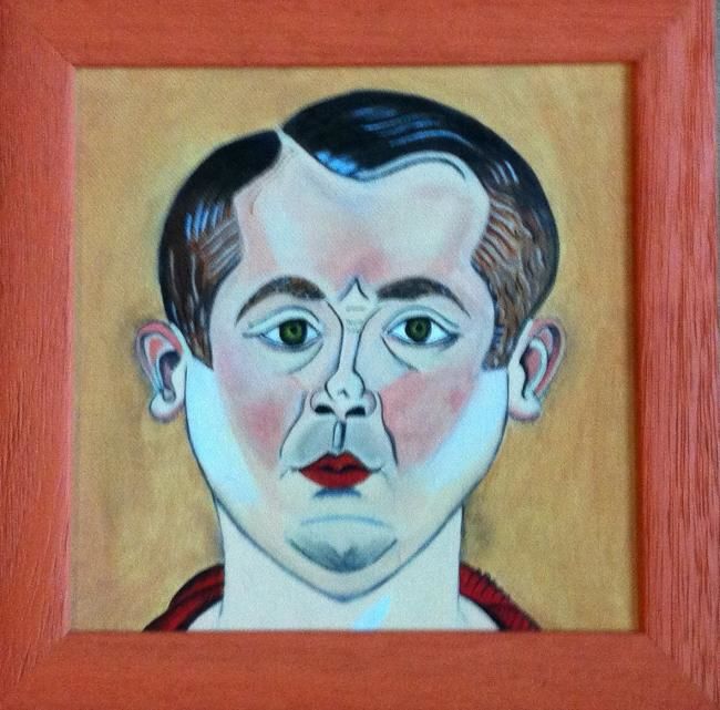 Painting titled "Portrait de Miro" by Michèle Monnet, Original Artwork