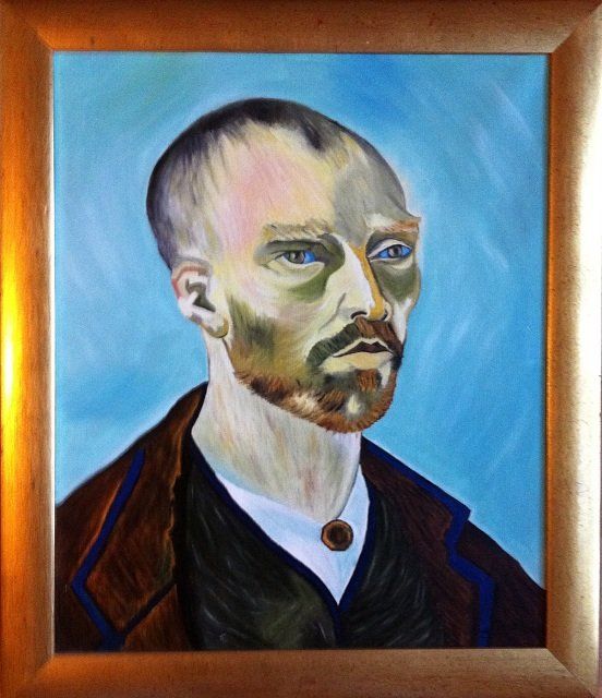 Peinture intitulée "Portrait de Van Gogh" par Michèle Monnet, Œuvre d'art originale