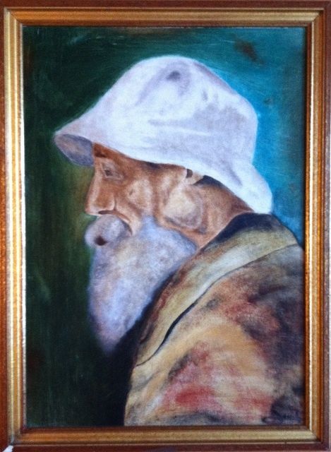 Painting titled "Portrait de Renoir" by Michèle Monnet, Original Artwork