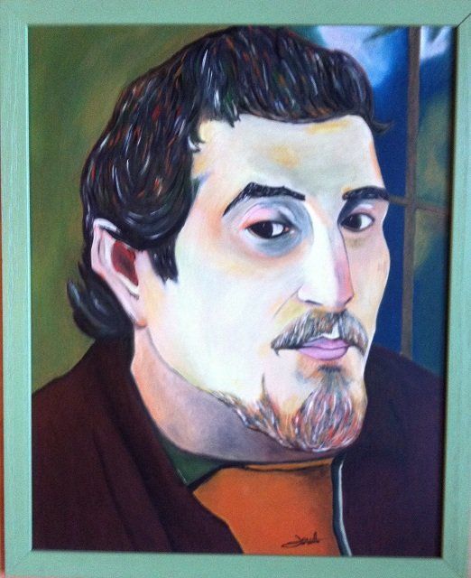 Painting titled "Portrait de Gauguin" by Michèle Monnet, Original Artwork