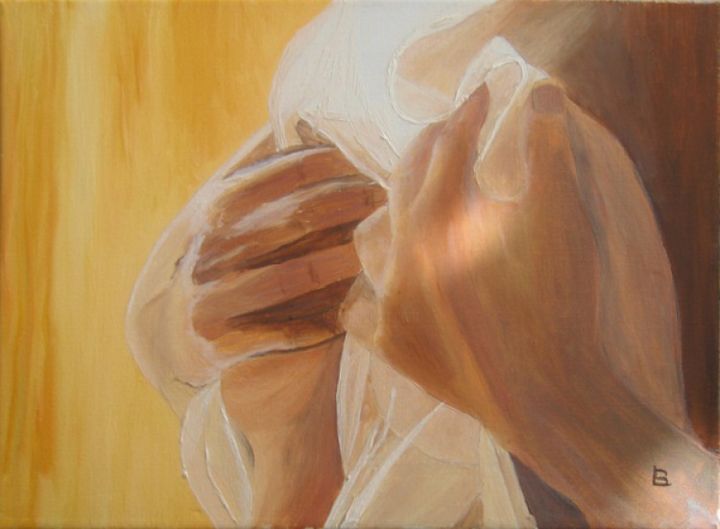 Pintura intitulada "mes mains" por Bernard Ledoyen, Obras de arte originais, Óleo
