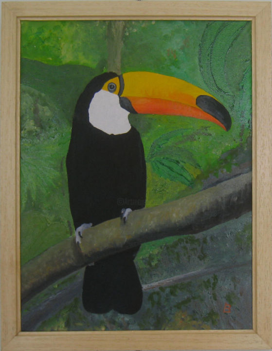 Peinture intitulée "216-toucan.jpg" par Bernard Ledoyen, Œuvre d'art originale, Huile