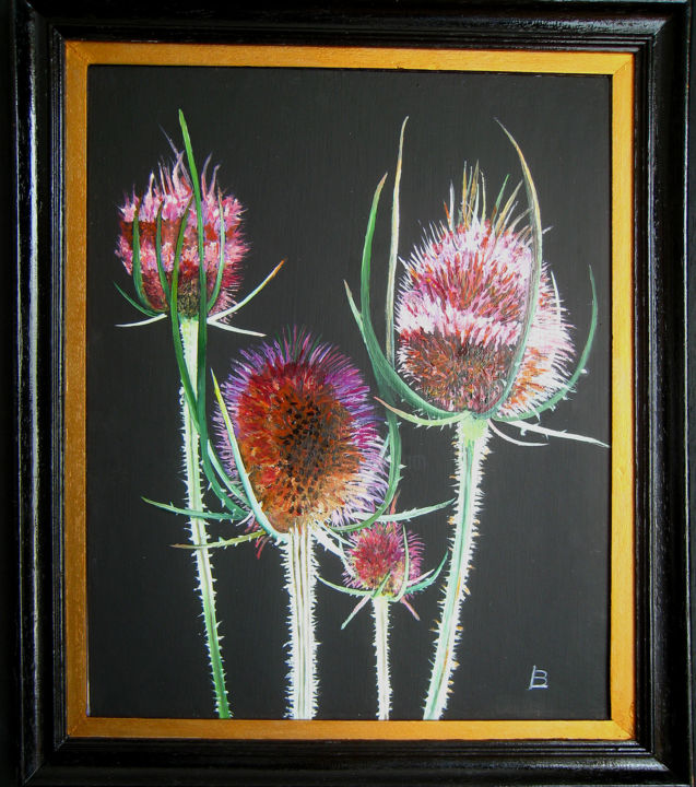 Painting titled "224-fleurs-de-chard…" by Bernard Ledoyen, Original Artwork, Oil