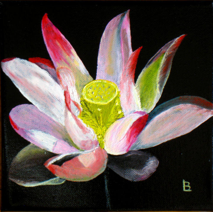 Painting titled "259-fleur-de-lotus.…" by Bernard Ledoyen, Original Artwork, Oil