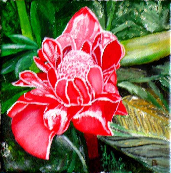Painting titled "260-rose-de-porcela…" by Bernard Ledoyen, Original Artwork, Oil