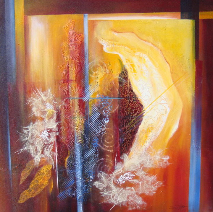 Картина под названием "Elles, ailes 1" - Catherine Royer, Подлинное произведение искусства, Акрил