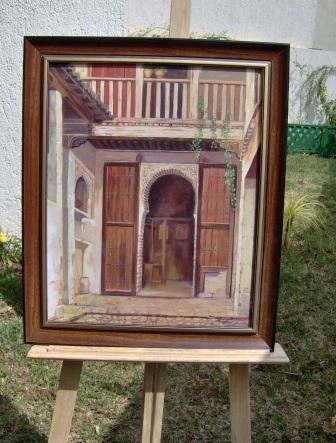 Peinture intitulée "Riad de fes" par Ouafae Benchekchou, Œuvre d'art originale