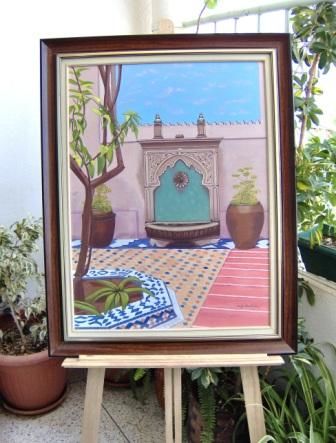 Painting titled "Riad marakech" by Ouafae Benchekchou, Original Artwork