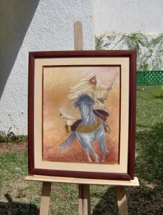 Peinture intitulée "cheval fantasia" par Ouafae Benchekchou, Œuvre d'art originale