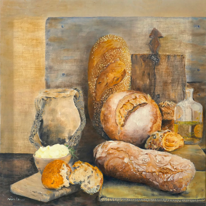 Peinture intitulée "Petit Déj" par Jade, Œuvre d'art originale, Huile