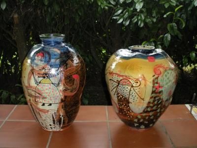 绘画 标题为“Paire de Vases” 由Peinture Moderne Et Abstraite, 原创艺术品