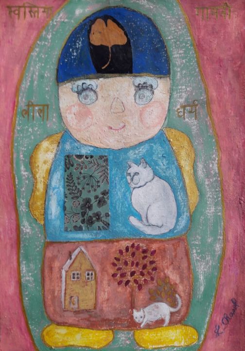Peinture intitulée "Mes petits anges 3" par Peinture Ojochal, Œuvre d'art originale, Pigments