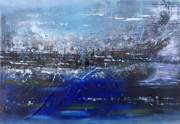 Painting titled "173-mirage-bleu-70x…" by Roland Trinquard, Original Artwork