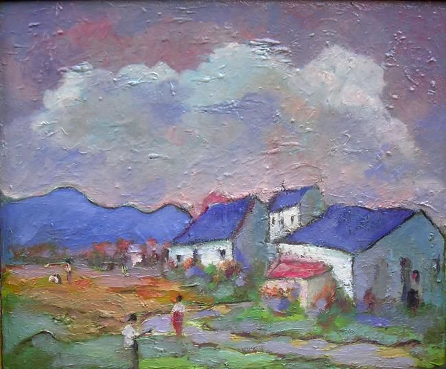 Pintura intitulada "FERME" por Maxemile, Obras de arte originais, Óleo