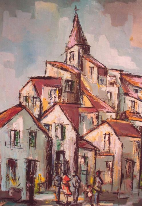 Pittura intitolato "village.jpg" da Maxemile, Opera d'arte originale, Olio