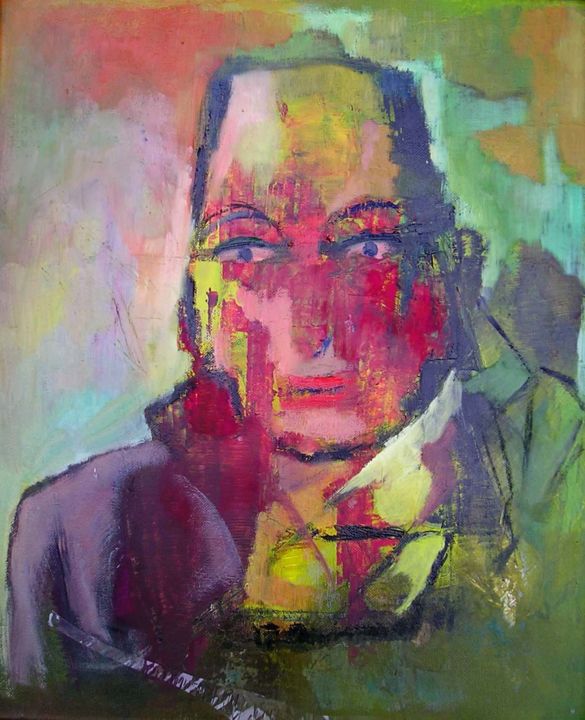 Pittura intitolato "Homme au visage rou…" da Maxemile, Opera d'arte originale, Olio