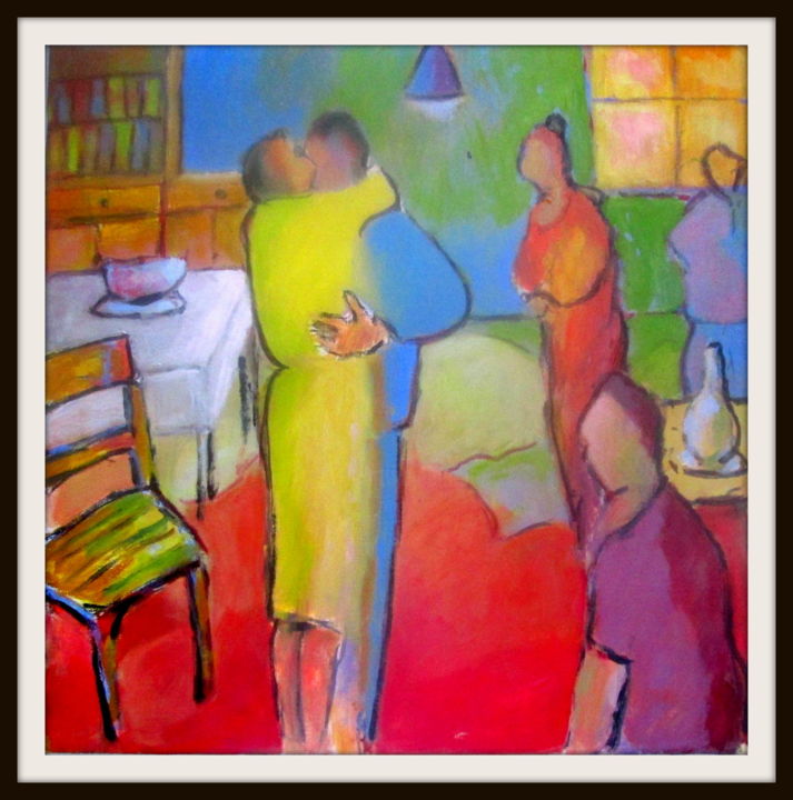 Painting titled "les-amoureux.jpg" by Maxemile, Original Artwork, Oil