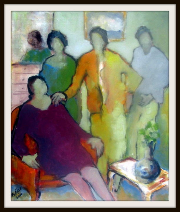 Painting titled "visite.jpg" by Maxemile, Original Artwork, Oil