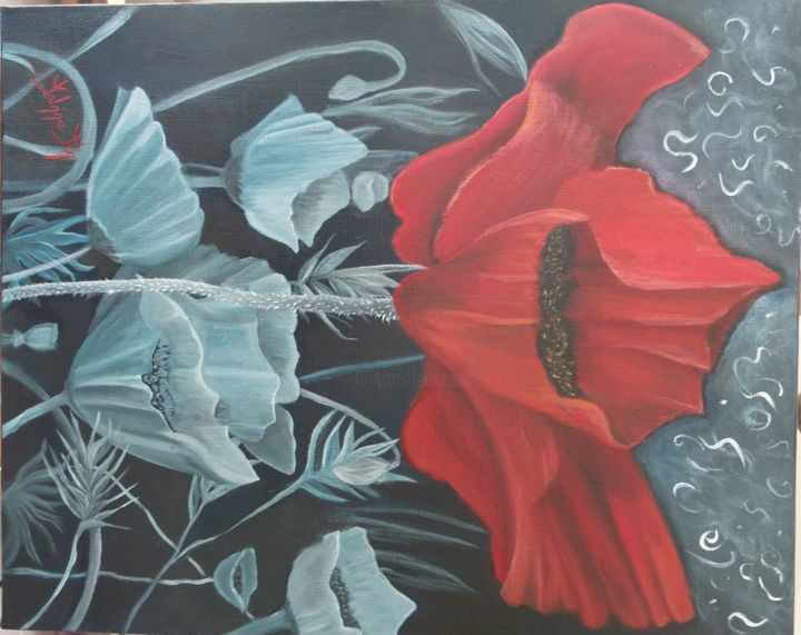 Painting titled "Joli coquelicot" by Sabine, Original Artwork
