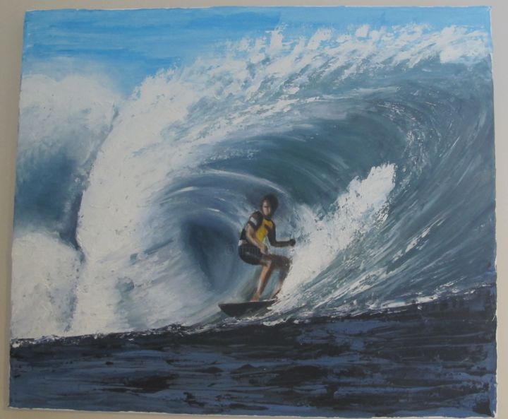 Painting titled "Le Surfeur" by Dany.R, Original Artwork
