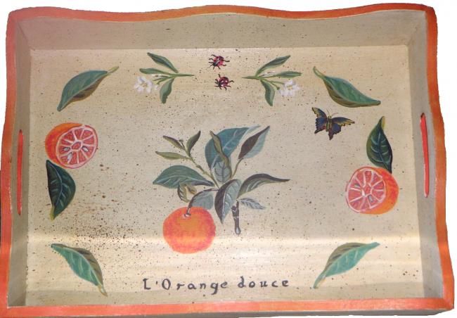 Painting titled "Plateau aux oranges" by Claire Fiquet, Original Artwork
