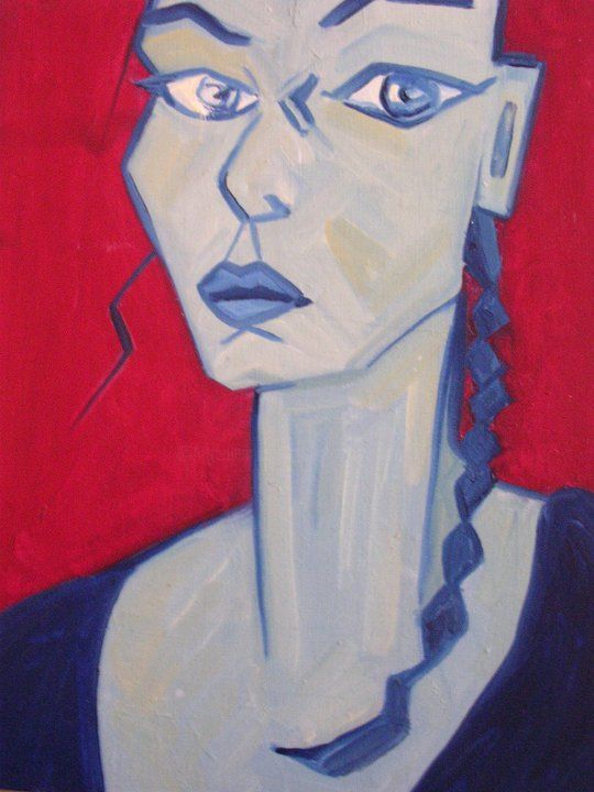 Peinture intitulée "La femme bleu" par Vanessa Sauvage, Œuvre d'art originale