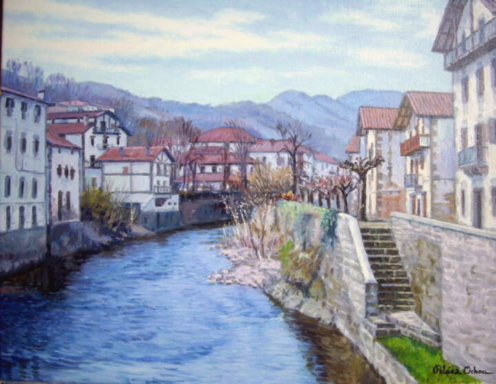 Painting titled "ELIZONDO (NAVARRA)" by Peláez Ochoa, Original Artwork, Oil