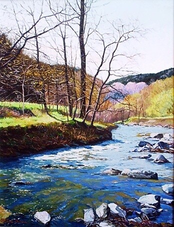 Painting titled "Rio Ritort, ribera.…" by Peláez Ochoa, Original Artwork, Acrylic