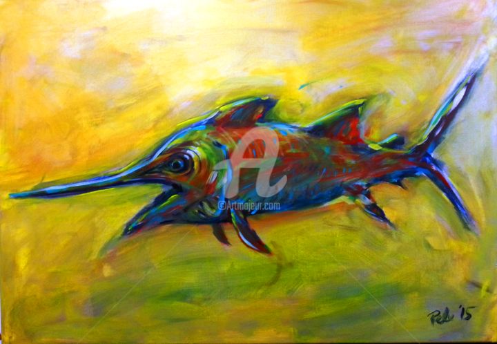 Peinture intitulée "swordfish.png" par Predrag Gardasevic, Œuvre d'art originale, Acrylique