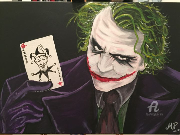 Painting titled "Le Joker" by Mickael Pelletier (Mickael's portaits), Original Artwork