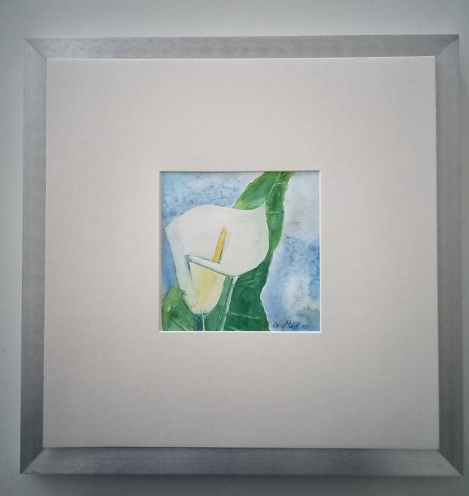 Painting titled "Arum" by Marianne Décotterd, Original Artwork, Watercolor Mounted on Aluminium