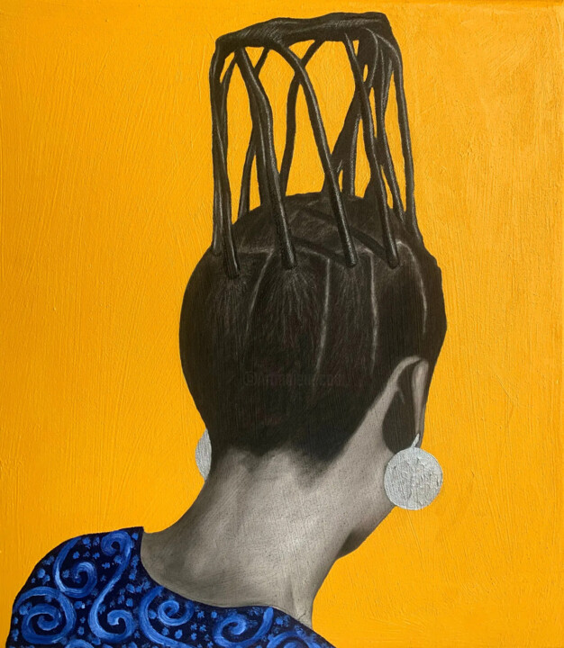 Painting titled "EWA Vi" by Pelumi Fasasi, Original Artwork, Acrylic
