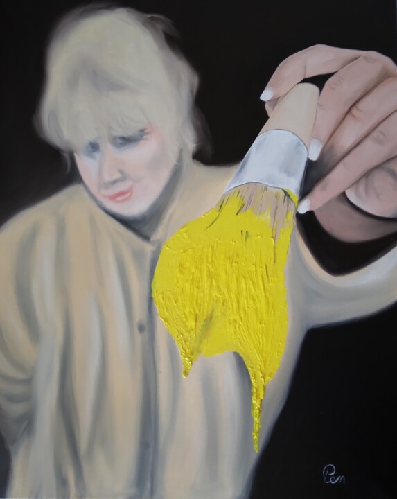 Pittura intitolato "Mellow Yellow" da Pen, Opera d'arte originale, Olio Montato su Telaio per barella in legno