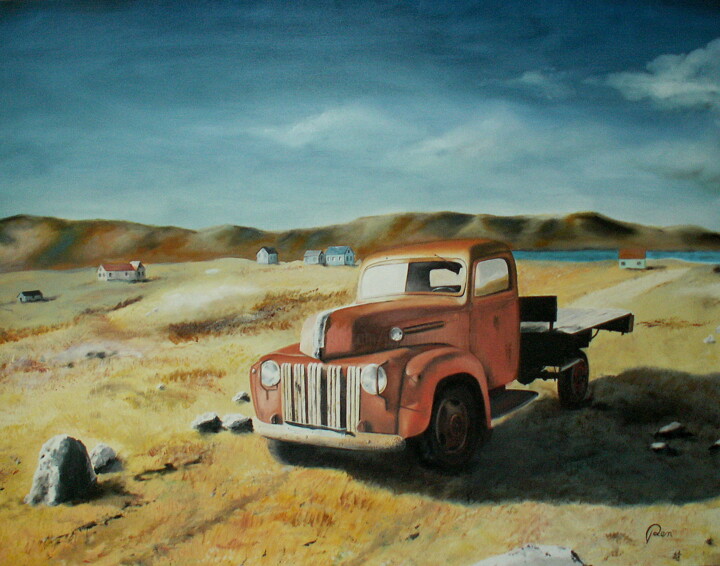 Pintura titulada "Le truck de l'île." por Pen, Obra de arte original, Oleo Montado en Bastidor de camilla de madera