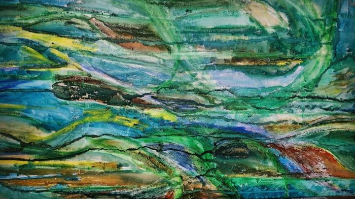 Painting titled "" Mountain"" by Mailis Pendu, Original Artwork, Watercolor