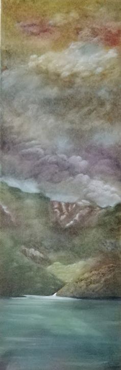 Painting titled "Ciel d'orage" by Pénellope Van Haver, Original Artwork, Oil