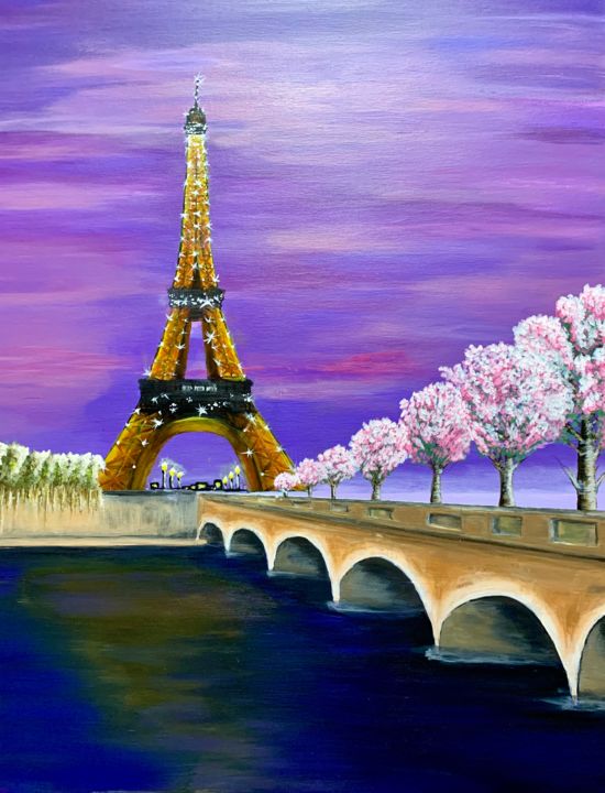 Ζωγραφική με τίτλο "A Paris..." από Penelope Giannakopoulou Πηνελόπη Γιαννακοπούλου, Αυθεντικά έργα τέχνης, Ακρυλικό