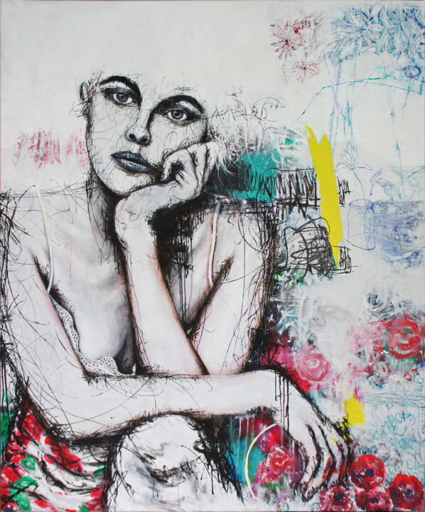 Peinture intitulée "Insomniac (105x125c…" par Peng Nghia, Œuvre d'art originale, Acrylique