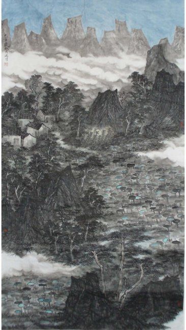 Painting titled "故园系列之七" by Xun Cai Peng, Original Artwork, Oil