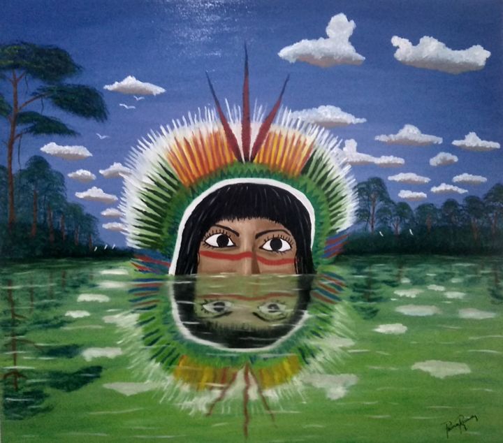 Pintura intitulada "Guajajaras" por Penna Ranna, Obras de arte originais, Óleo